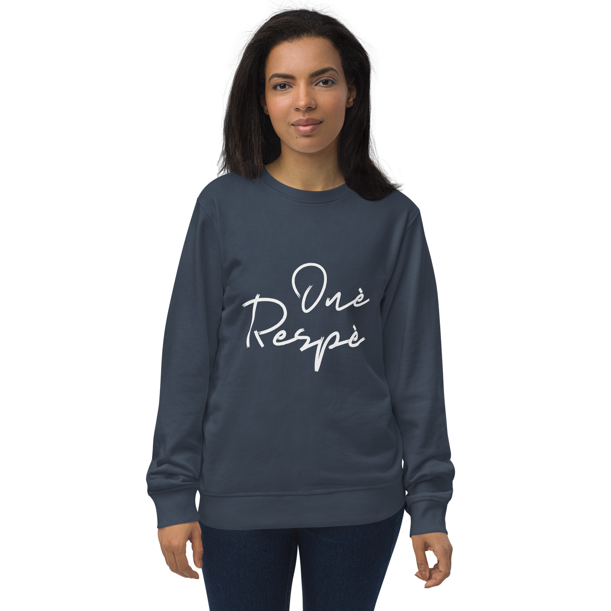 "One Respe" Unisex Organic Sweatshirt - Image 2